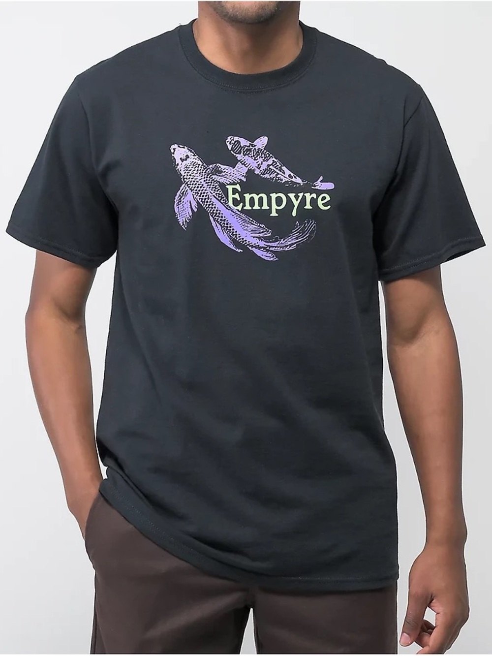 Empyre Stream Black T-Shirt koi fish and skull size extra large